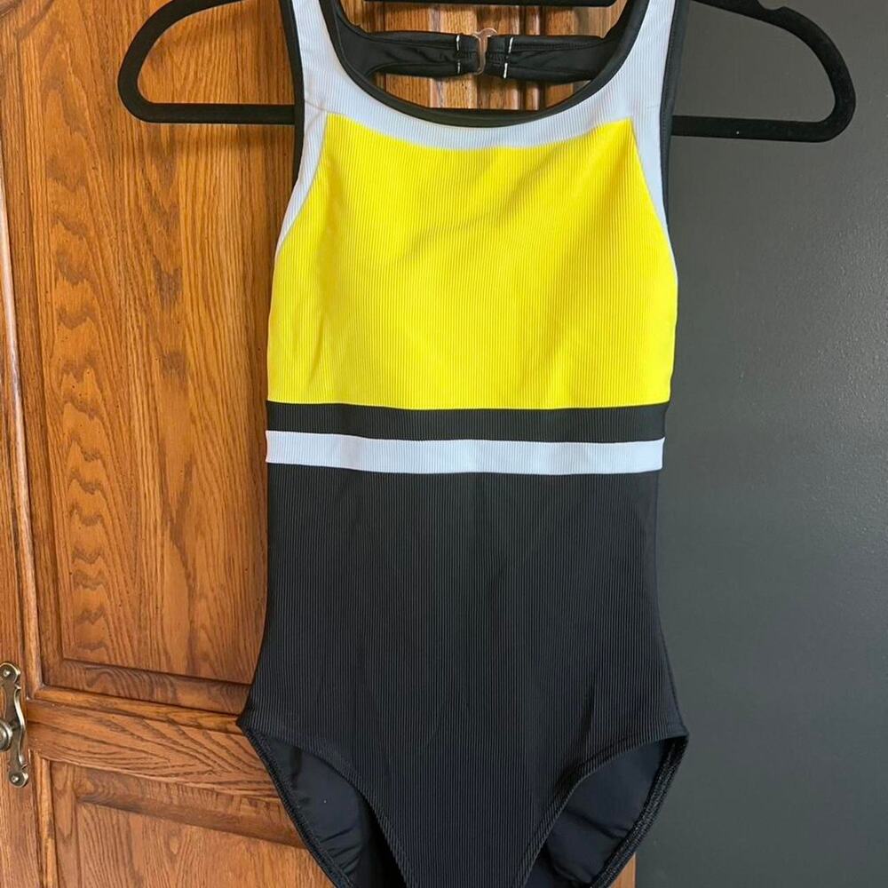 Vintage Baltex 90s Retro yellow one piece swimsuit